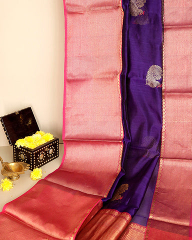 Blue Chanderi Silk Saree - PattuCheeralu