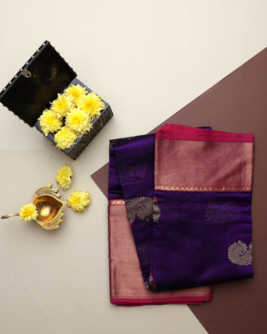 Blue Chanderi Silk Saree - PattuCheeralu