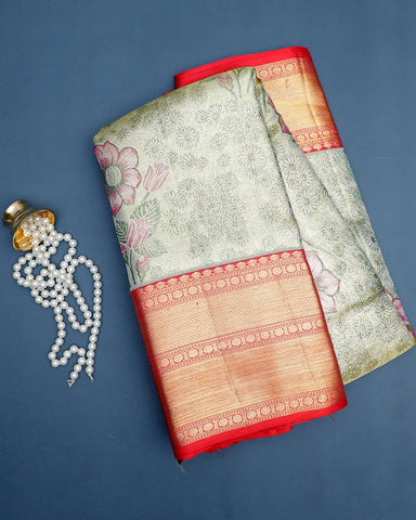 Light Green Kanjivaram Silk Saree - PattuCheeralu