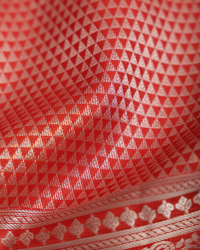 Bright Red Kanchipuram Silk Saree - PattuCheeralu