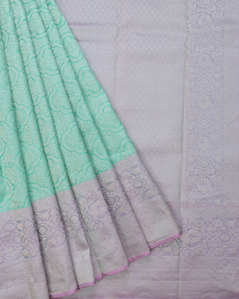 Mint Green Kanchipuram Silk Saree - PattuCheeralu