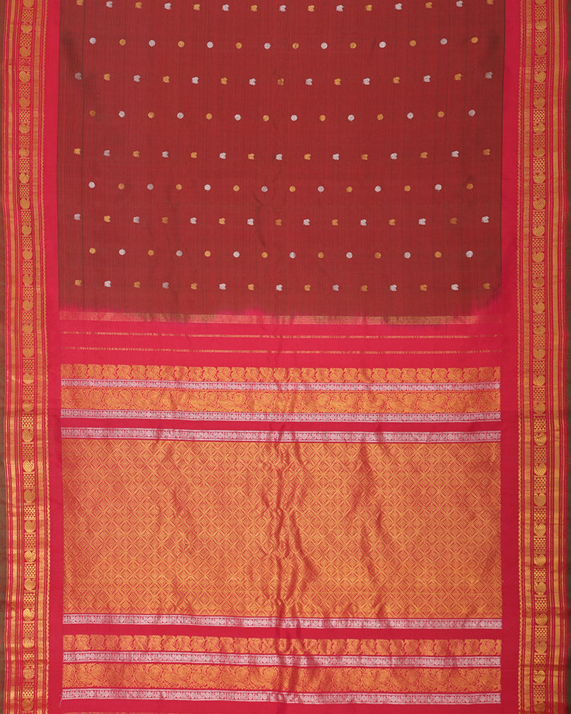 Maroon Gadwal Silk Saree - PattuCheeralu