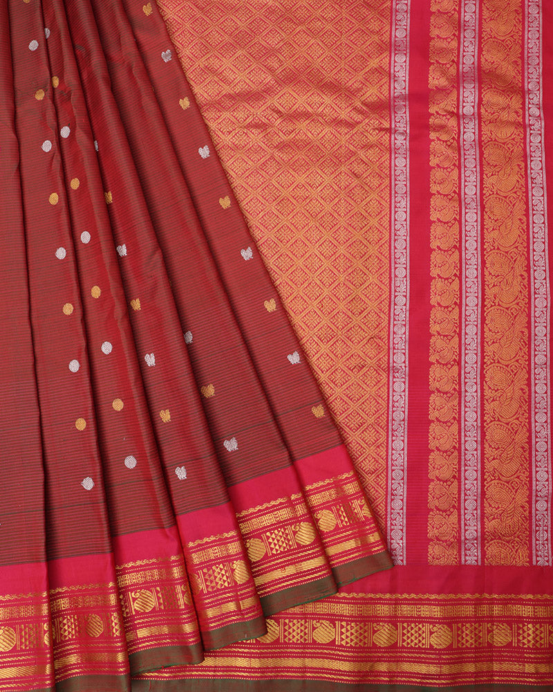 Maroon Gadwal Silk Saree - PattuCheeralu