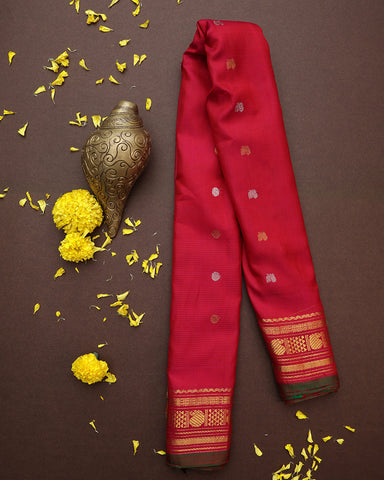 Maroon Gadwal Silk Saree - PattuCheeralu