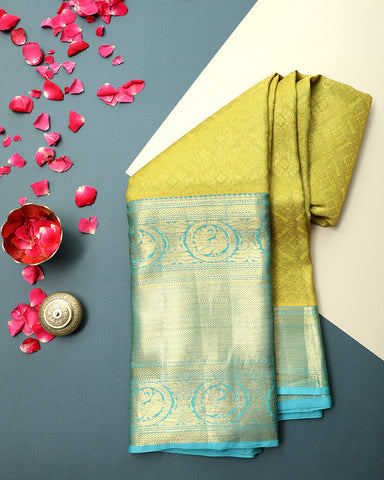 Olive Green Jeeva Silk Saree - PattuCheeralu