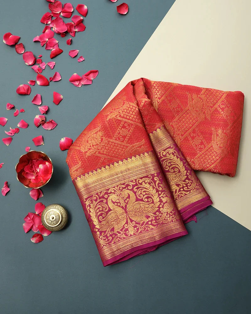 Red Jeeva Silk Saree - PattuCheeralu