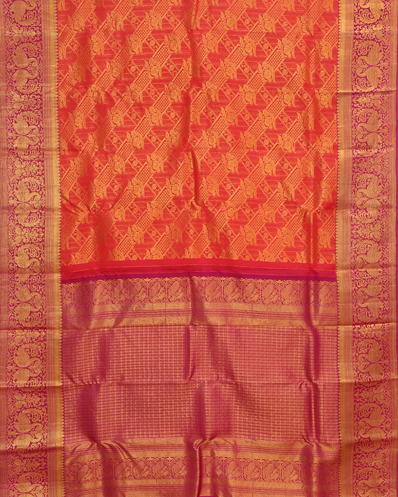 Red Jeeva Silk Saree - PattuCheeralu