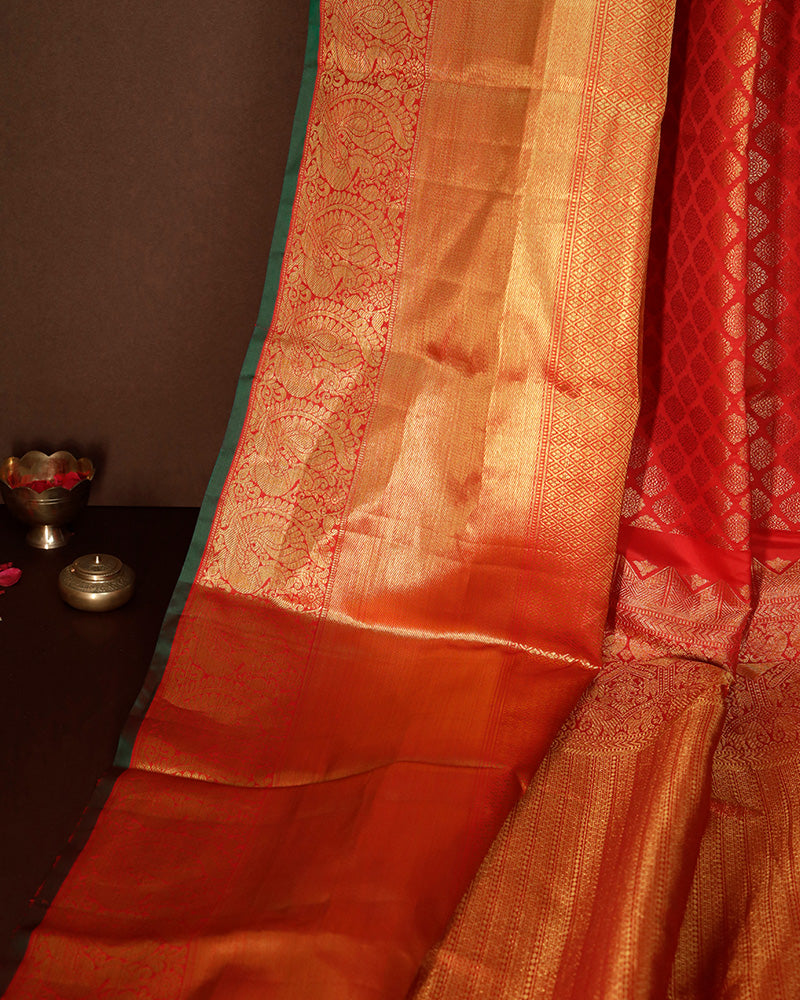 Red Jeeva Silk Saree - PattuCheeralu