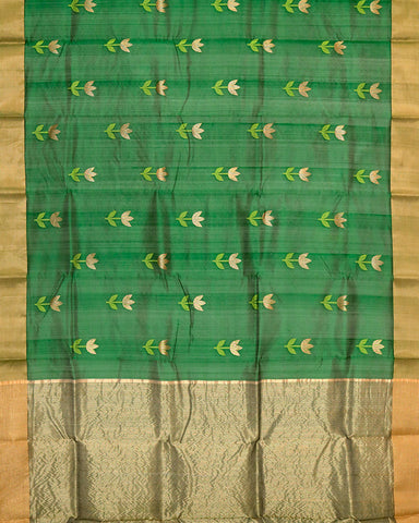 Dark Green Chanderi Silk Saree - PattuCheeralu