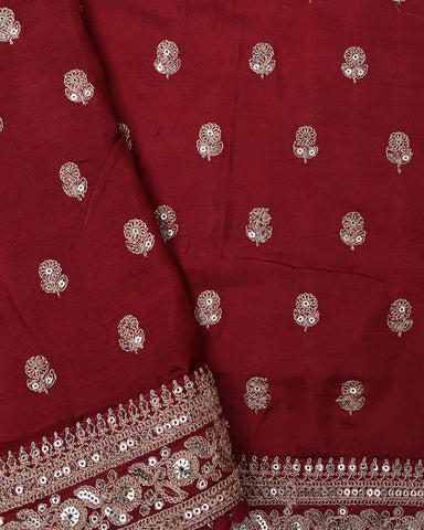 Crepe Maroon Silk Saree - PattuCheeralu