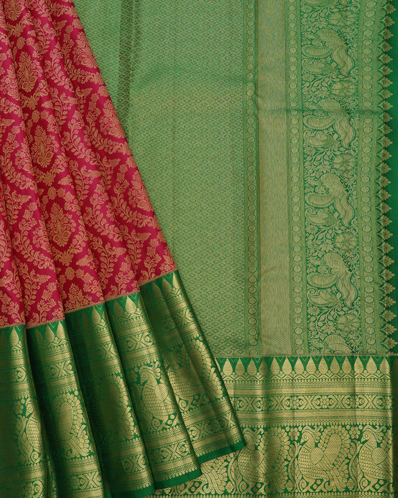 Crimson Red Kanchipuram Silk Saree - PattuCheeralu