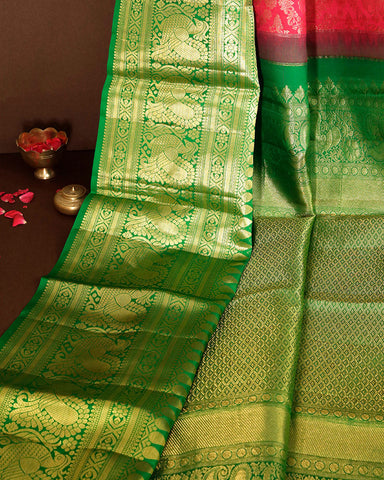 Crimson Red Kanchipuram Silk Saree - PattuCheeralu