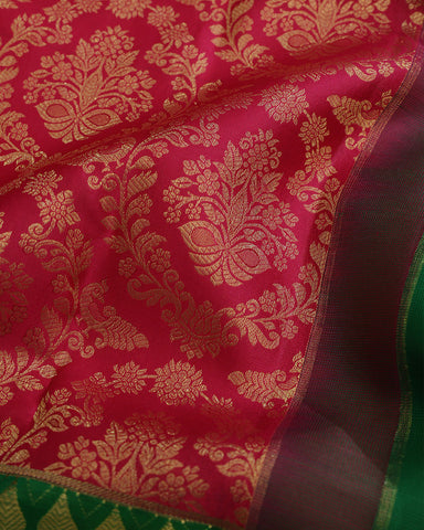 Crimson Red Kanchipuram Silk Saree - PattuCheeralu