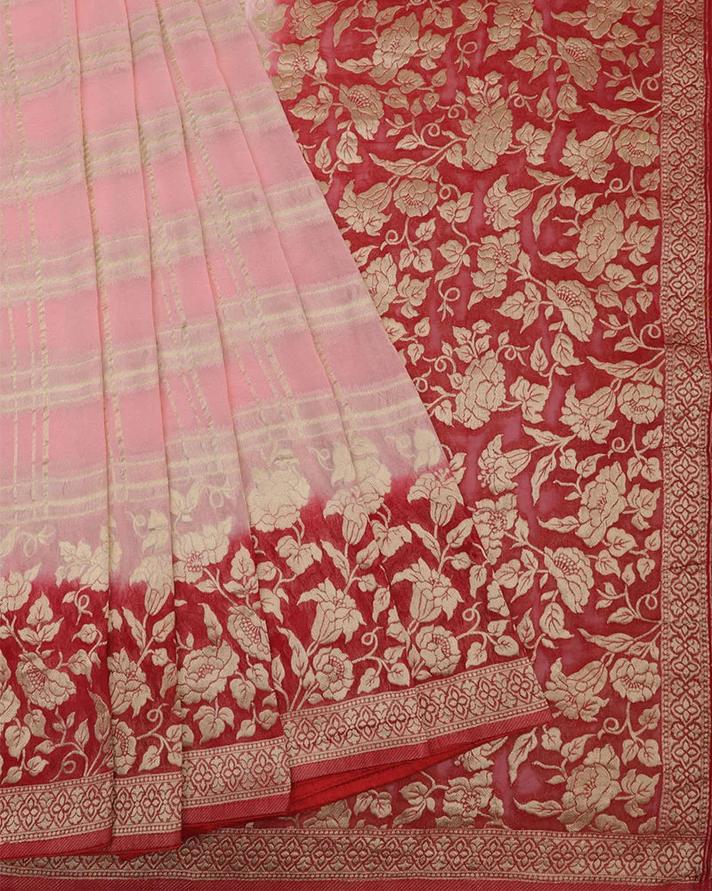 Peach Pink Banarasi Silk Saree - PattuCheeralu