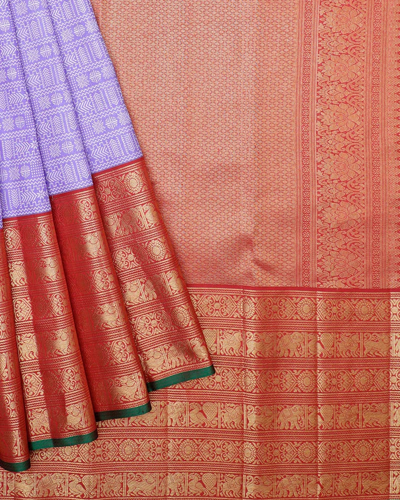 The Lilac Bridal Kanjivaram Silk Saree - PattuCheeralu