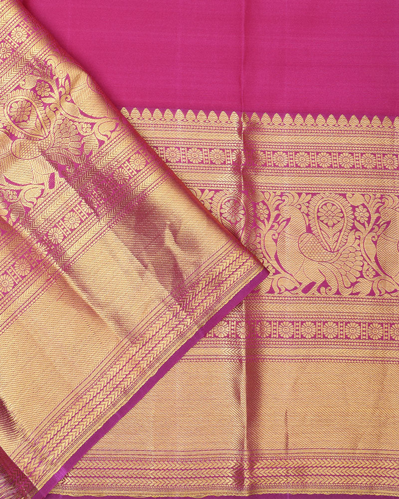 Bright Yellow Kanjivaram Saree - PattuCheeralu