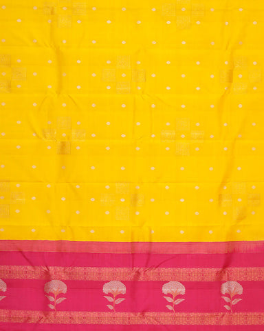 Bright Yellow Kanjivaram Saree - PattuCheeralu