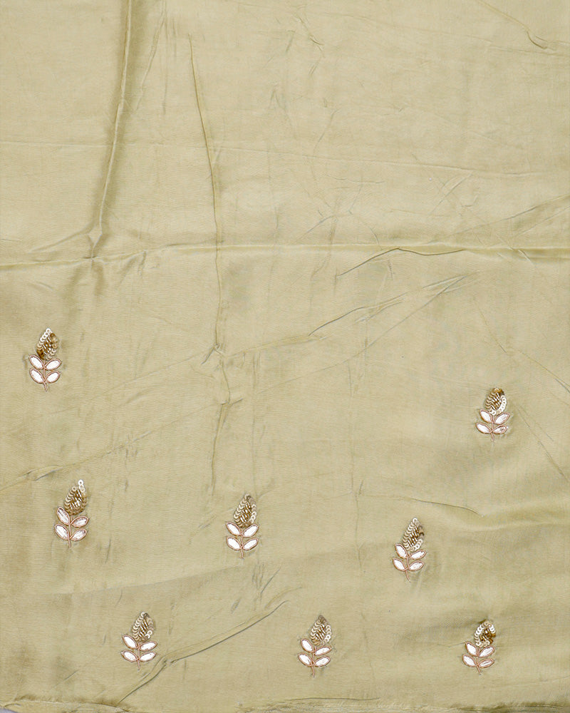 Olive green satin silk saree - PattuCheeralu