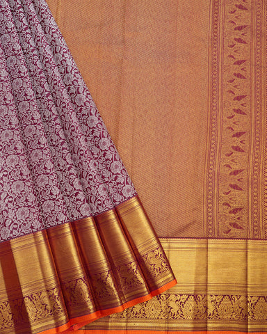 Plum Purple Kanjivaram Silk Saree - PattuCheeralu