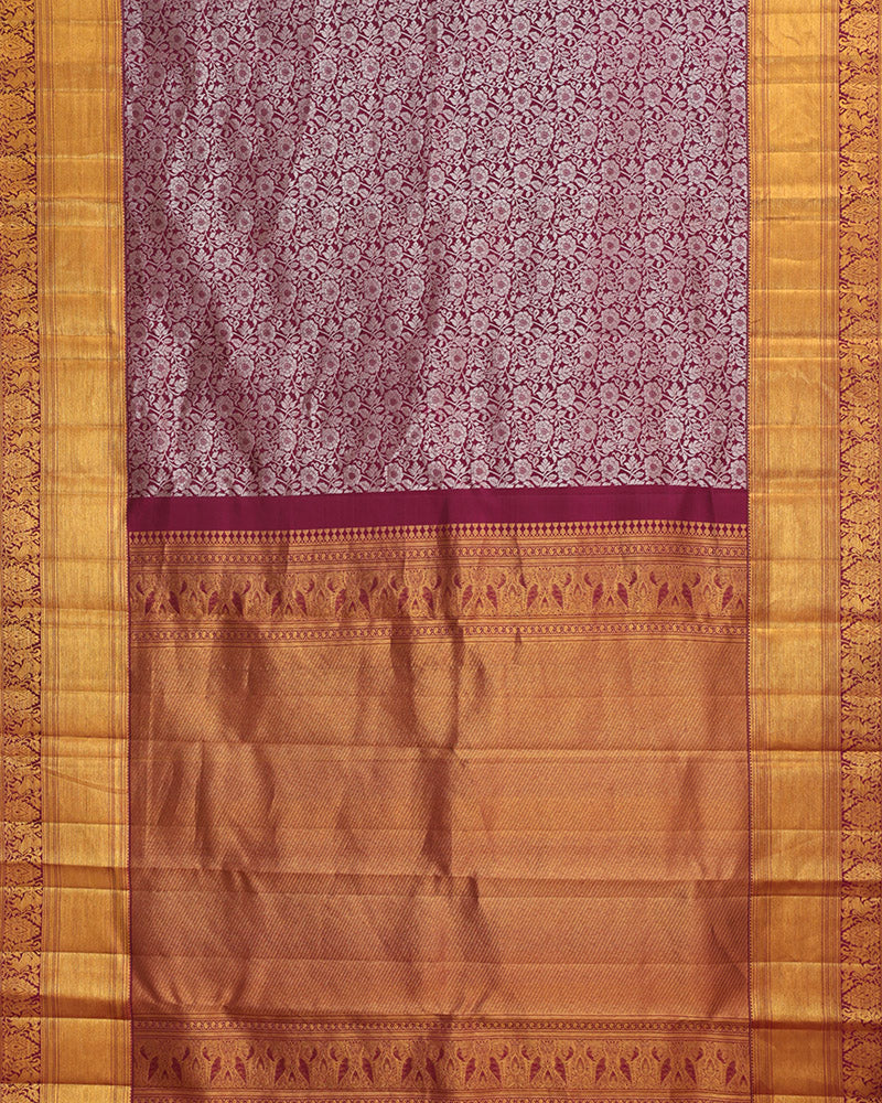 Plum Purple Kanjivaram Silk Saree - PattuCheeralu