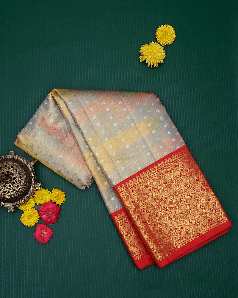 GREY KANJIVARAM SILK SAREE - PattuCheeralu