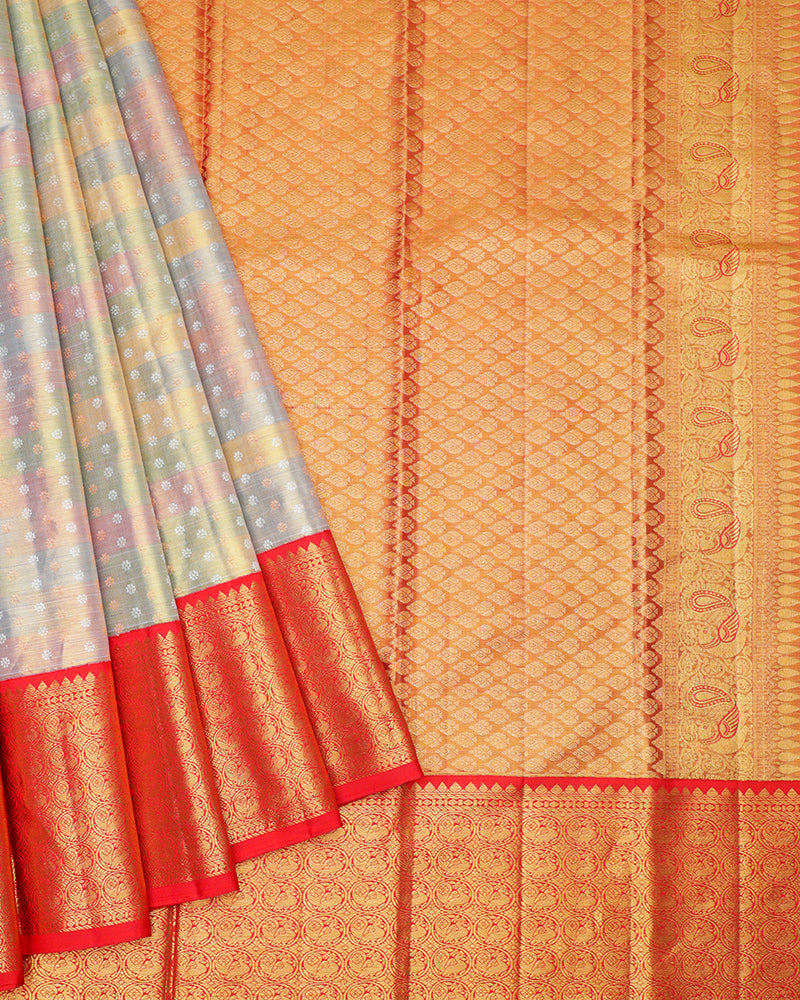 GREY KANJIVARAM SILK SAREE - PattuCheeralu