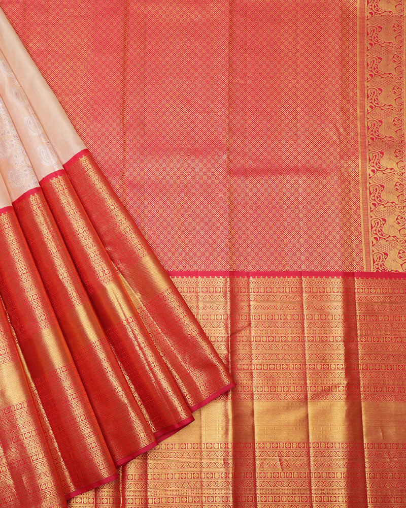 Onion pink kanjivaram silk saree - PattuCheeralu