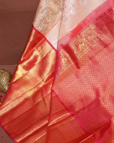 Onion pink kanjivaram silk saree - PattuCheeralu