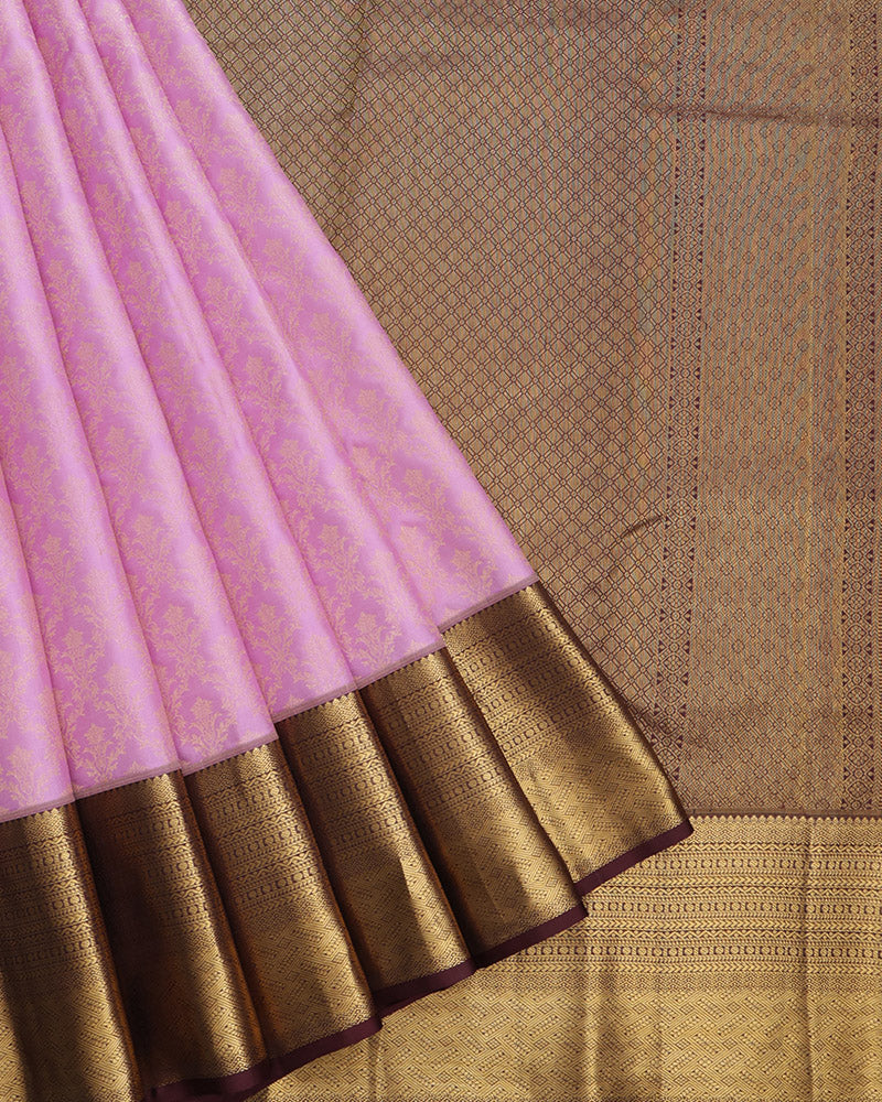 Light Magenta Kanjivaram Silk Saree - PattuCheeralu