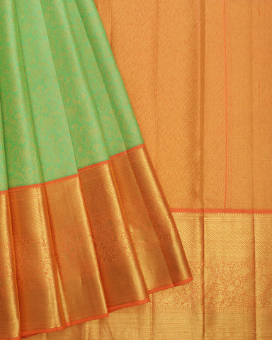 Mint Green Kanchipuram Silk Saree - PattuCheeralu