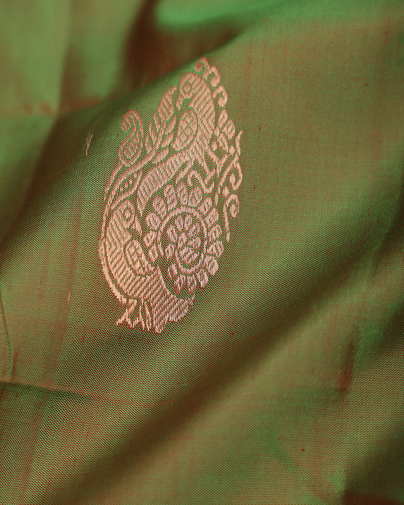 Teal Green Kanjivaram Silk Saree - PattuCheeralu