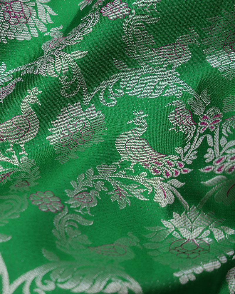 Bottle Green Kanjivaram Silk Saree - PattuCheeralu