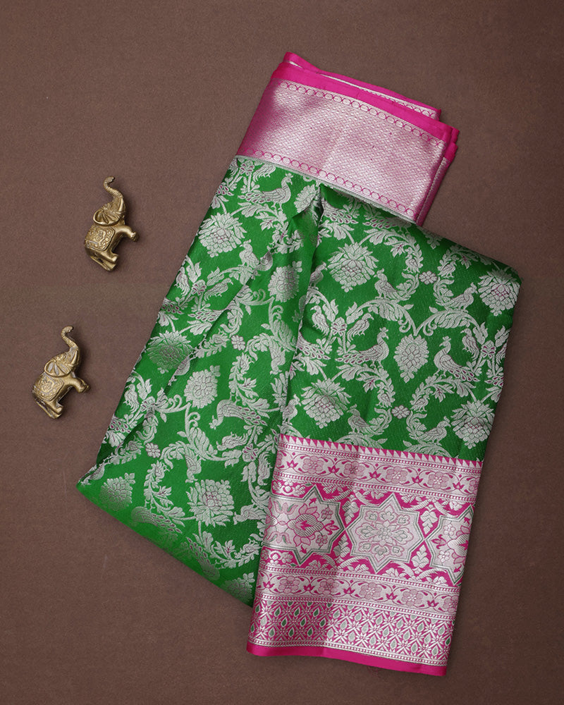 Bottle Green Kanjivaram Silk Saree - PattuCheeralu