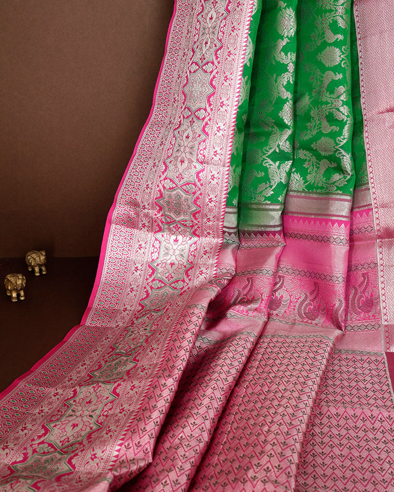 Bottle Green Kanjivaram Silk Saree - PattuCheeralu