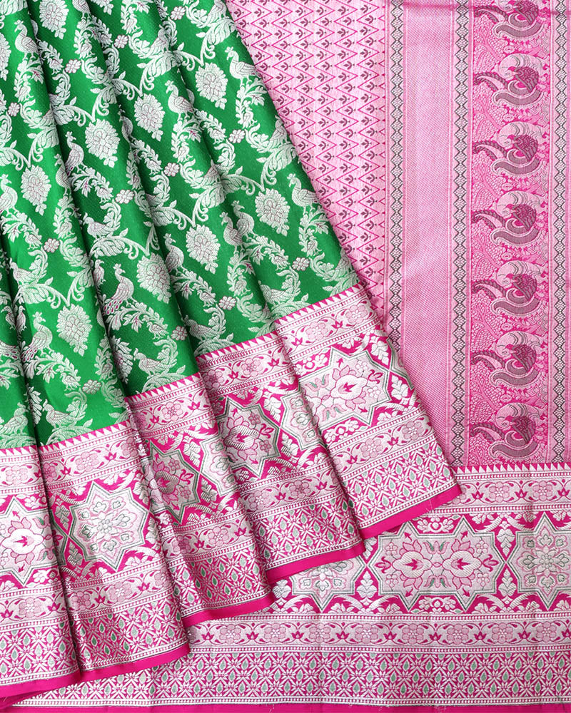 Bottle Green Kanjivaram Silk Saree - PattuCheeralu