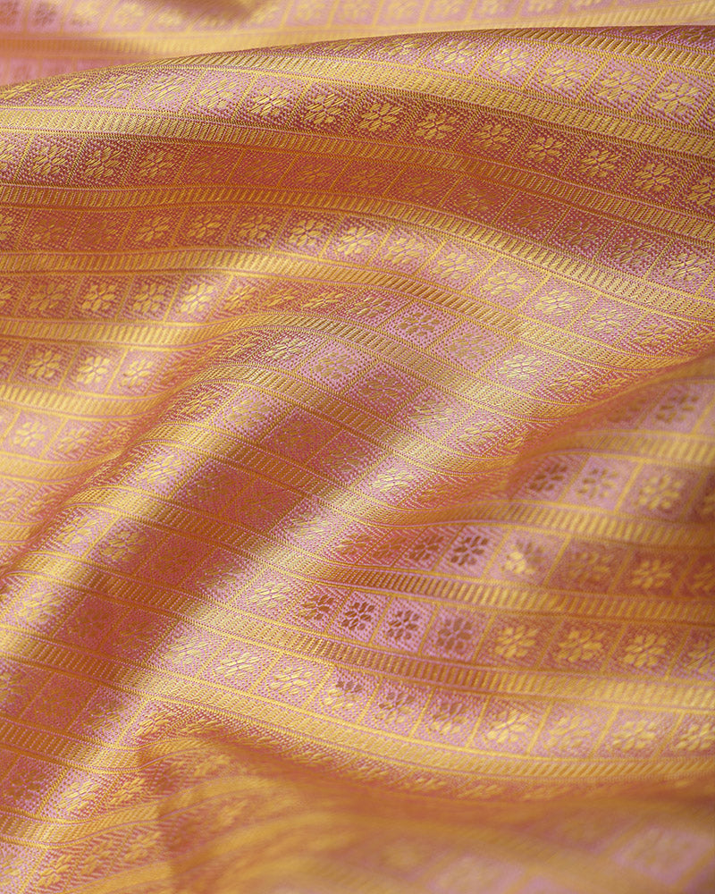 Peach Tissue Kanjivaram Saree - PattuCheeralu