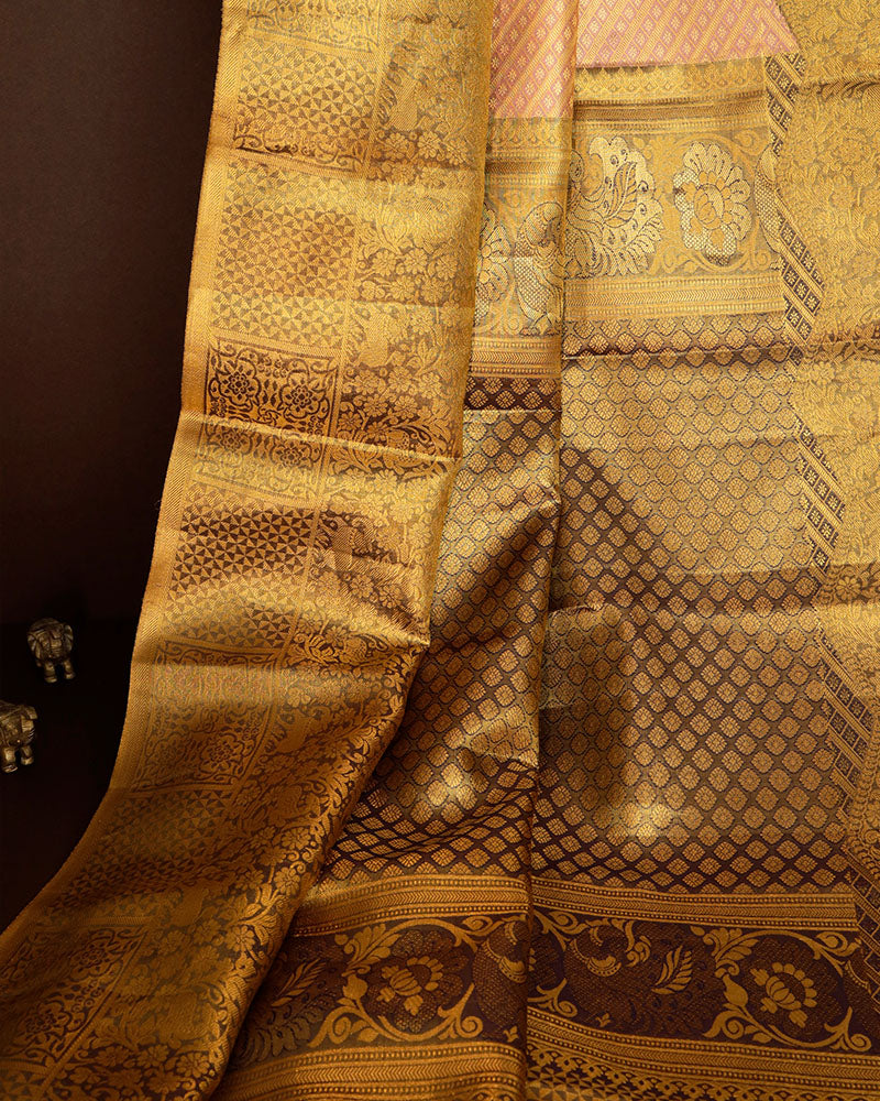 Peach Tissue Kanjivaram Saree - PattuCheeralu