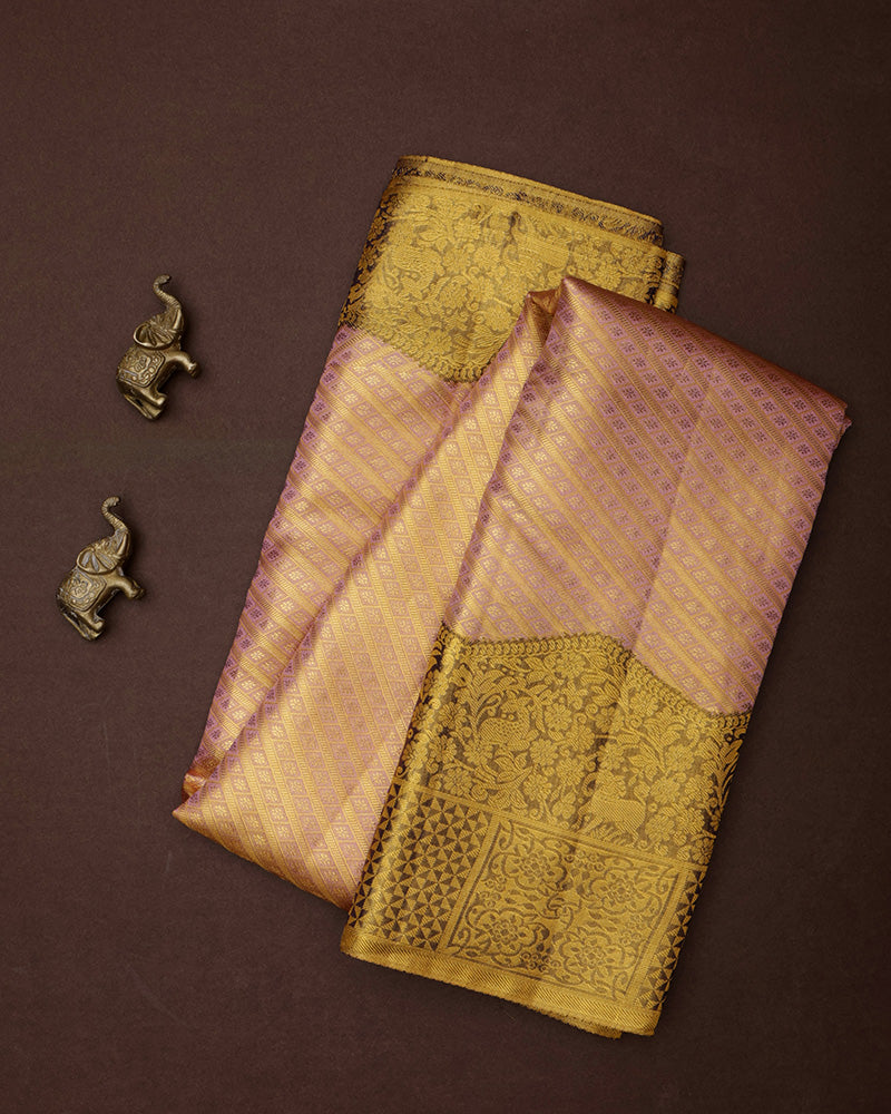 Peach Tissue Kanjivaram Saree - PattuCheeralu