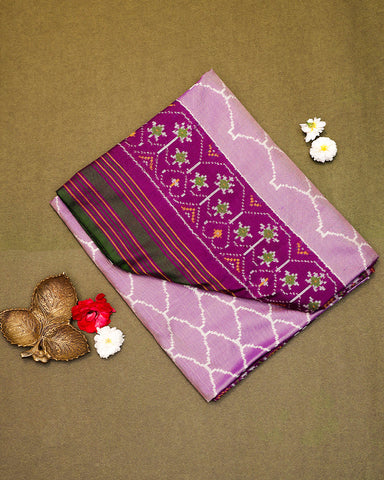 Lilac ikkat silk saree - PattuCheeralu