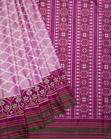 Lilac ikkat silk saree - PattuCheeralu