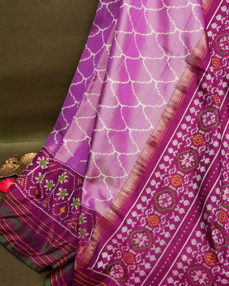 Lilac ikkat silk saree - PattuCheeralu