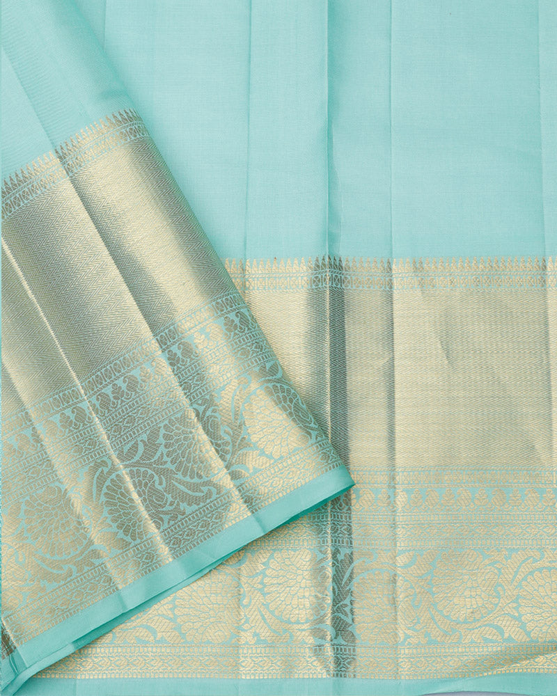 Aqua Green Kanjivaram silk saree - PattuCheeralu