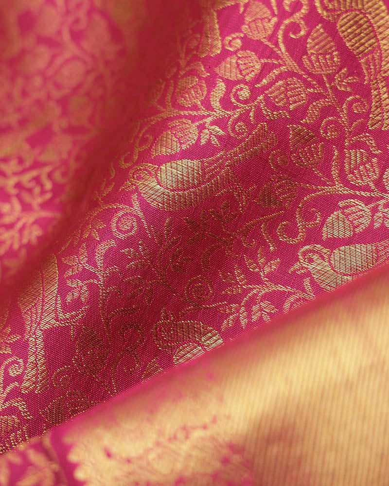 Magenta pink kanjivaram silk saree - PattuCheeralu