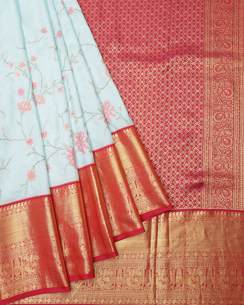 Power embroidery kanchi silk saree - PattuCheeralu