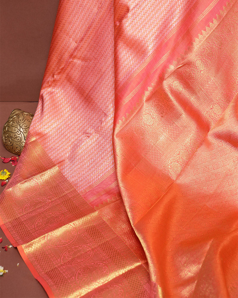 Pink kanjivaram silk saree - PattuCheeralu