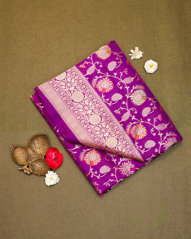 Purple banarasi silk saree - PattuCheeralu