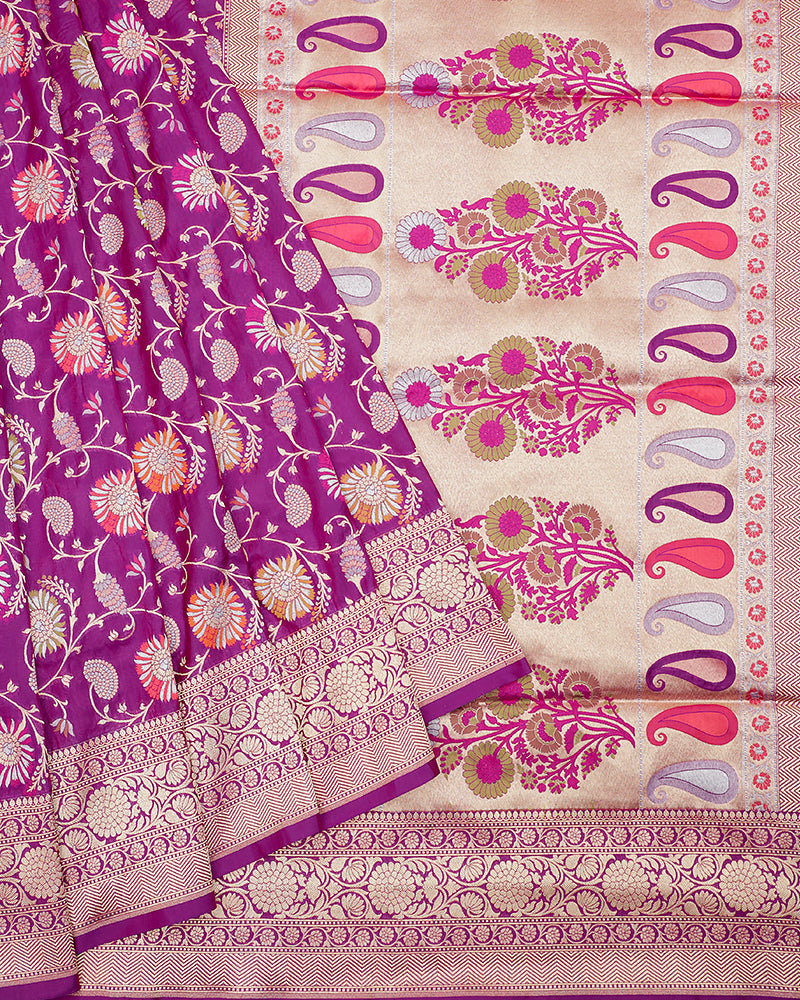 Purple banarasi silk saree - PattuCheeralu