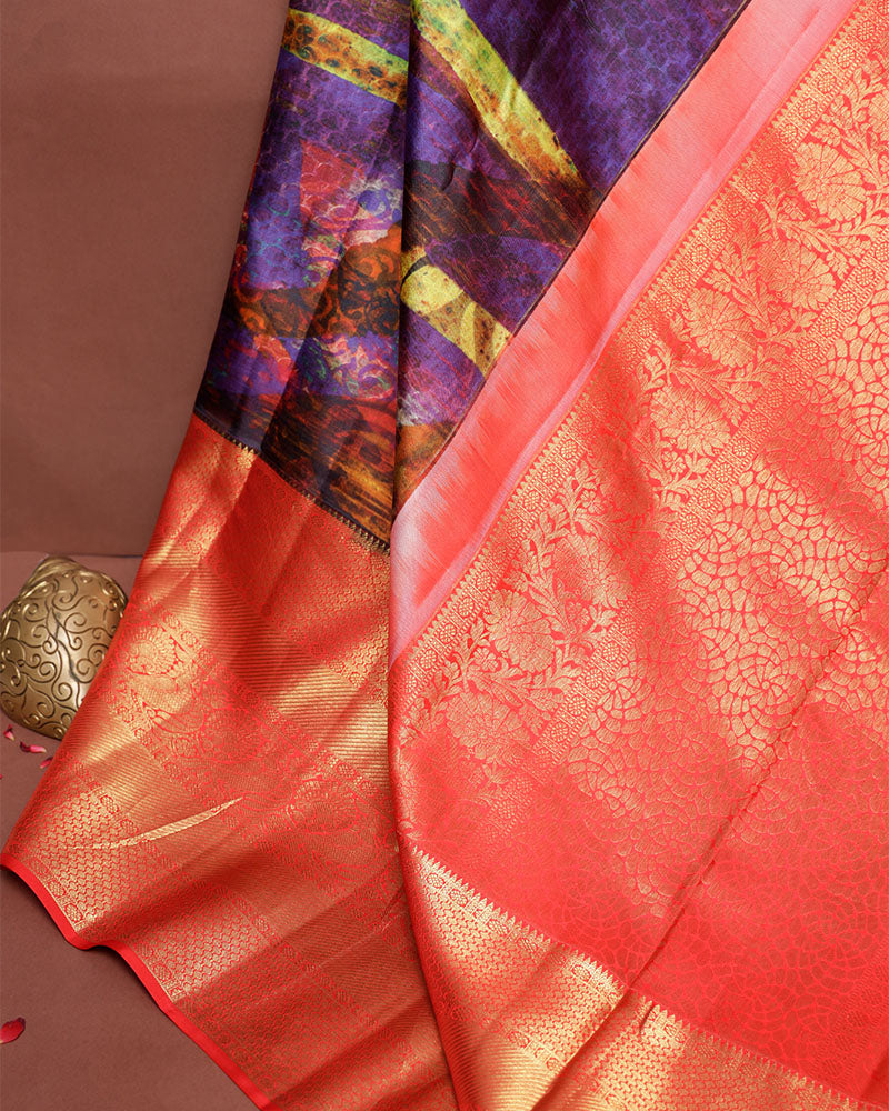 Multi color digital printed saree - PattuCheeralu