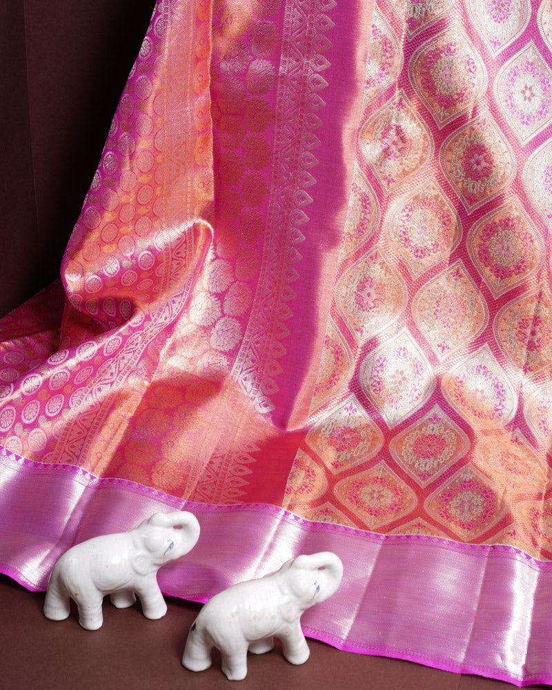 Pink tissue kanjivaram saree - PattuCheeralu