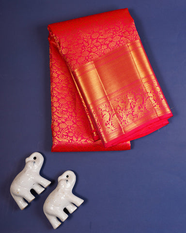 Bright pink kanjivaram silk - PattuCheeralu